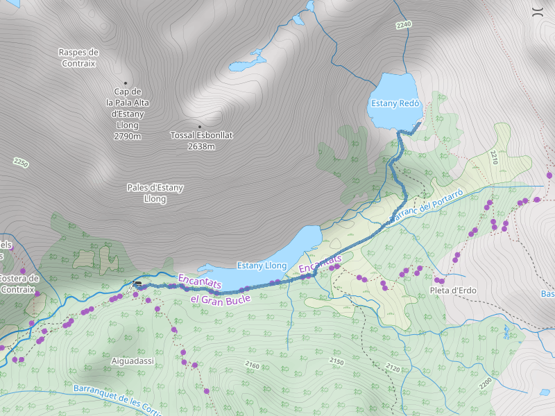 Refugi d'estany Llong - Estany Redó 1 Mapa de la ruta Refugi d'estany Llong - Estany Redó