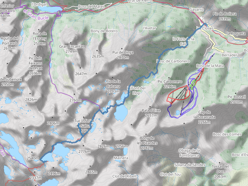 Espot - Tuc de Saburó - Refugi de Colomina 1 Mapa de la ruta Espot - Tuc de Saburó - Refugi de Colomina